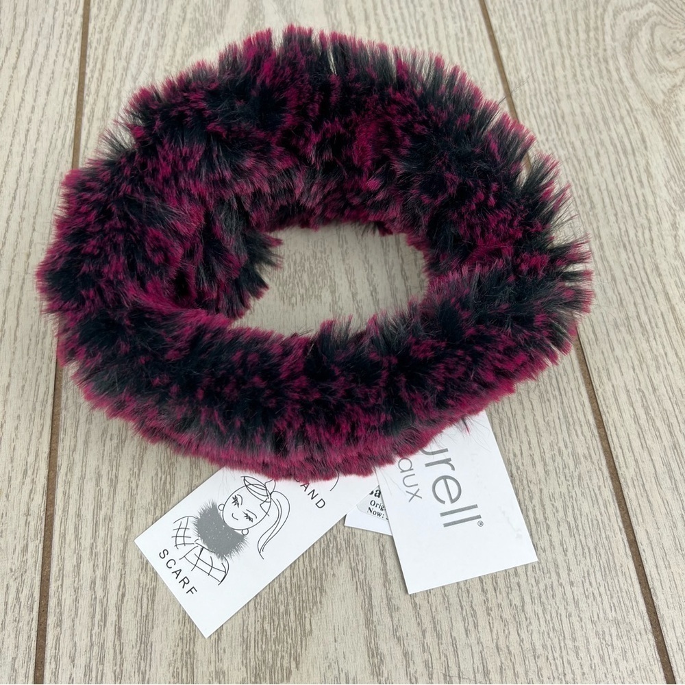 Surell Rex Rabbit Faux Fur Knit Stretch Headband OS Raspberry $65 - Picture 5 of 8